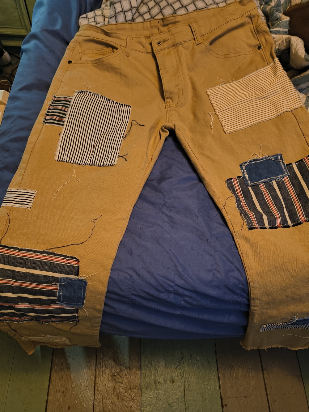 Men's Patchwork Casual Pants in Mustard